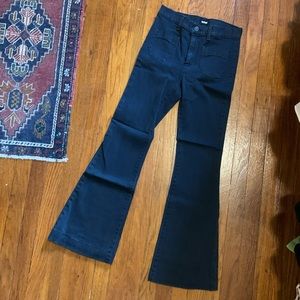 Hudson Jeans - navy flare leg stretch denim pants